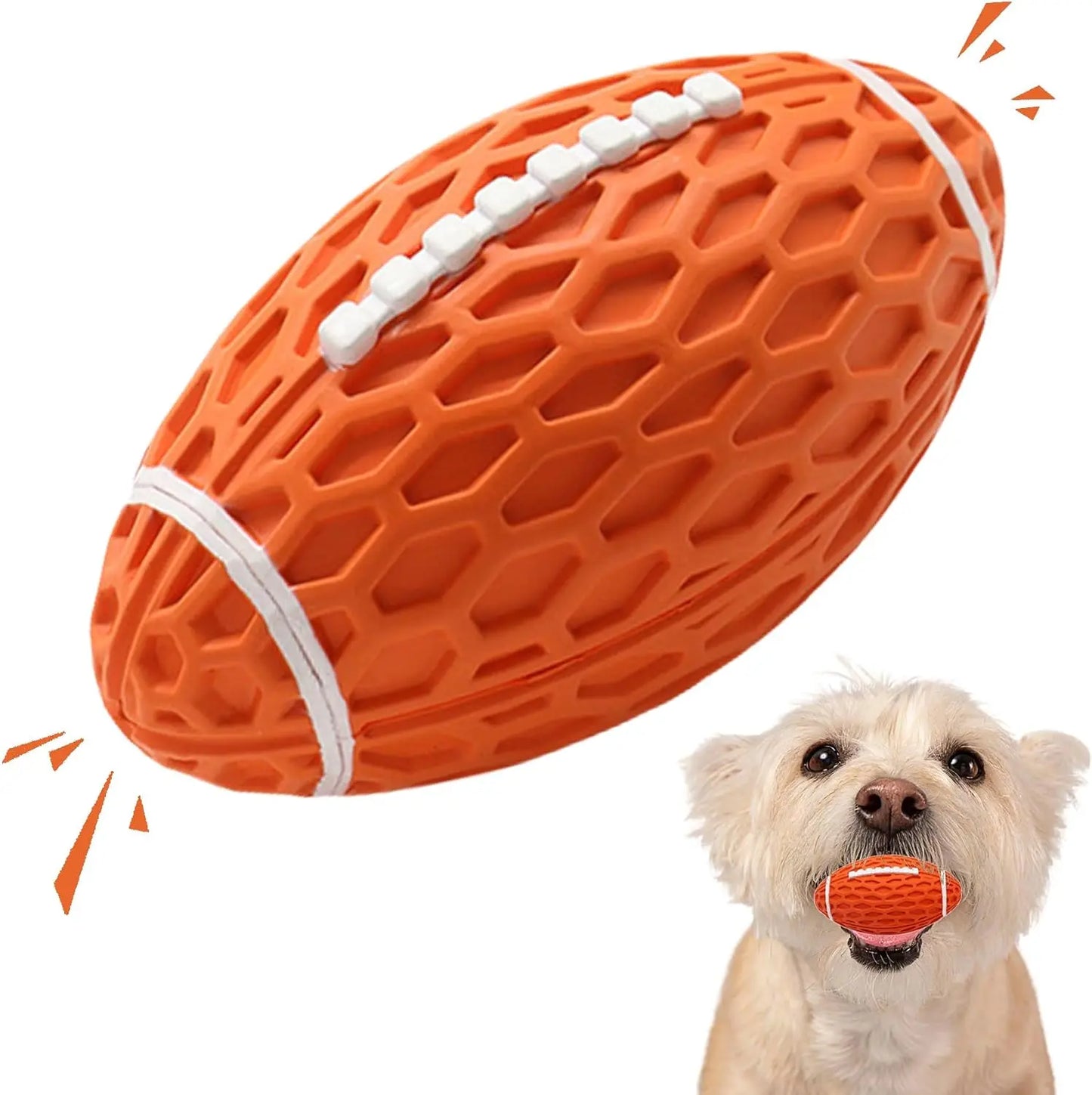 Durable Rubber Dog Football Toy for Aggressive Chewers - Interactive Floating Fetch Ball for Medium to Large Dogs