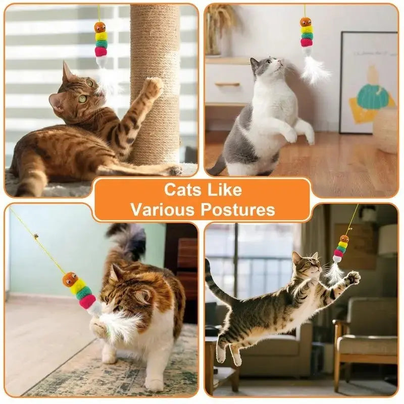 Interactive Automatic Electric Cat Toy with Rechargeable Bungee Rope and Slushy Ball for Indoor Use - Alleviates Loneliness
