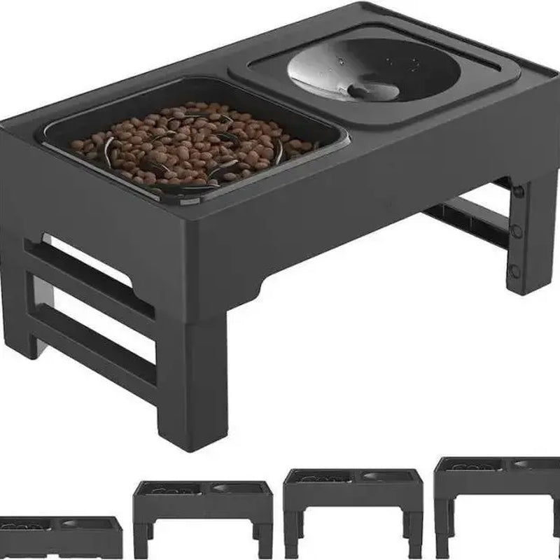 GOYJOY Adjustable Elevated Dog Bowls with Slow Feeders - Ergonomic Raised Stand for Dogs and Cats, Anti-Slip, No Spill Design for Optimal Pet Health, Suitable for Small to Large Pets