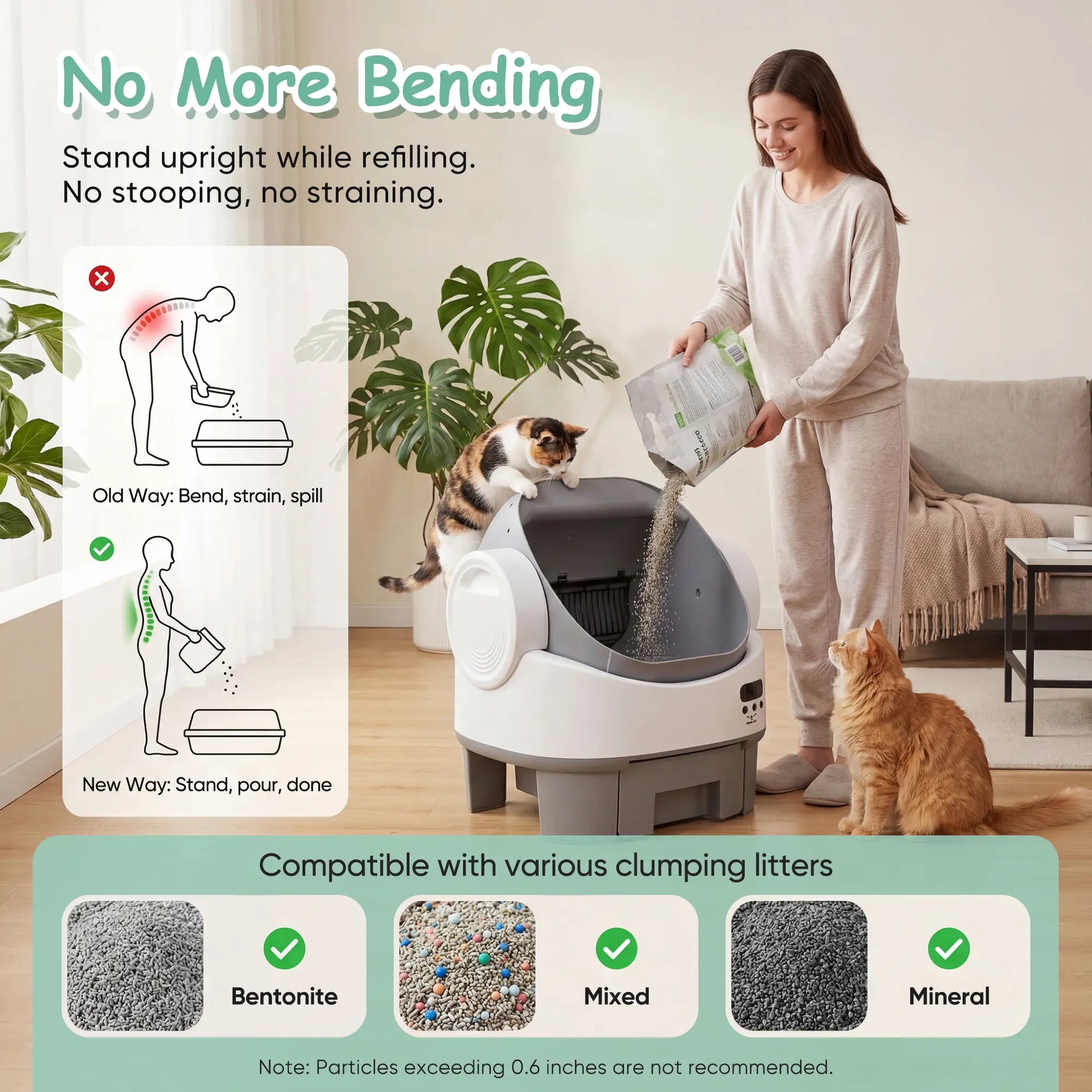 Warcat Next-Generation Automatic Open-Top Cat Litter Box with Self-Cleaning Functionality and Enhanced Safety Sensors - User-Friendly App-Free Design