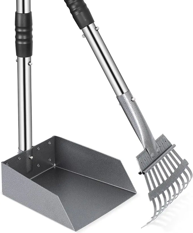 Professional Dog Waste Removal Set with Extra Large 9" x 9.5" Tray and Adjustable 38" Handle, Rust-Proof Metal and Aluminum Construction for Large Dogs