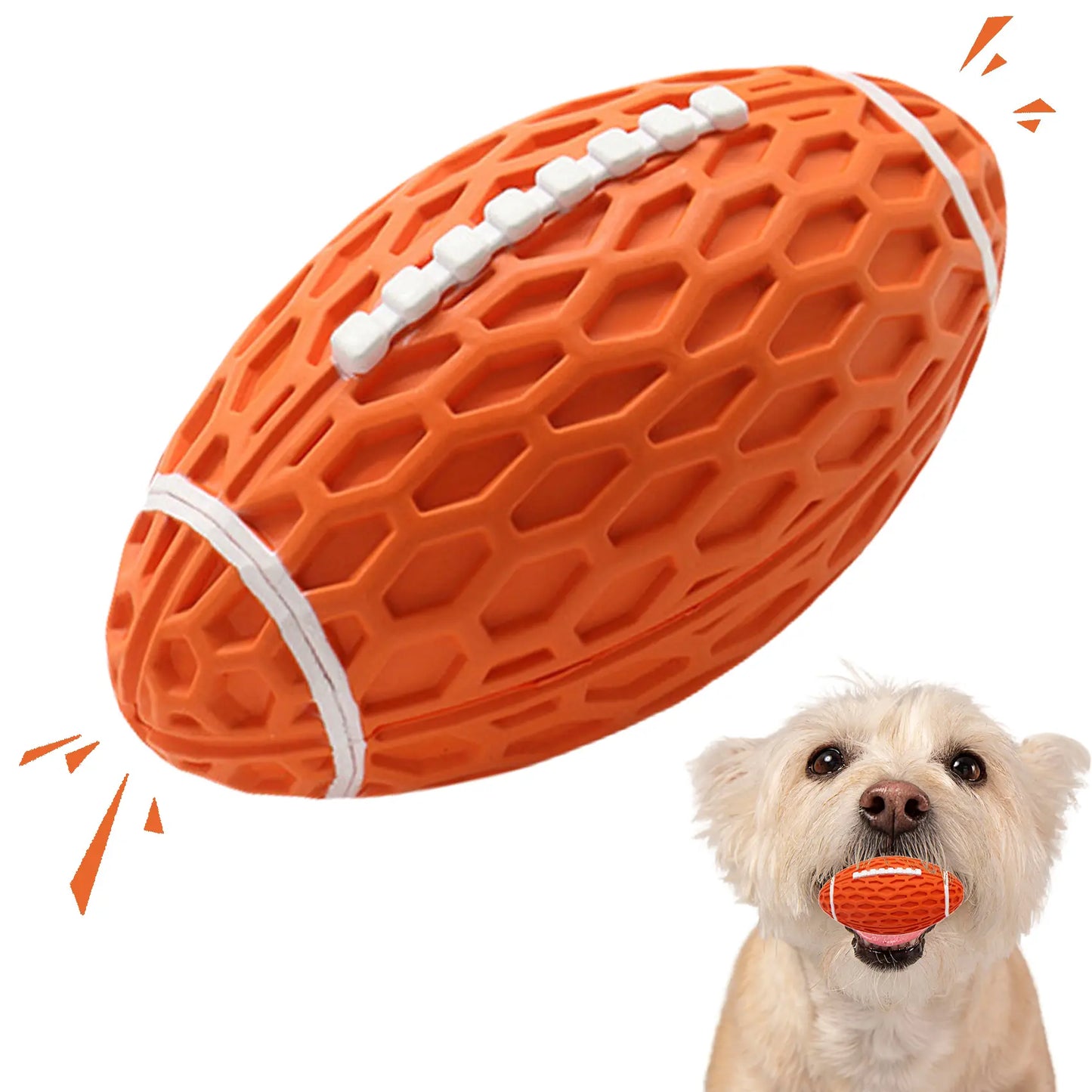 Durable Rubber Dog Football Toy for Aggressive Chewers - Interactive Floating Fetch Ball for Medium to Large Dogs
