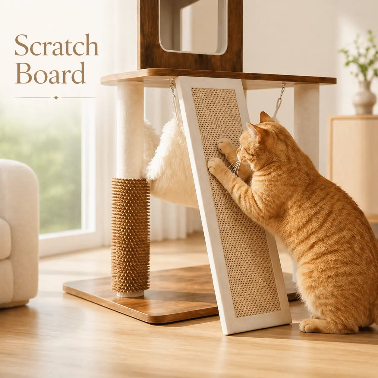 Purrlato 61-Inch Solid Wood Cat Tree - Heavy-Duty Modern Cat Tower with Extra Large Top Perch, Sturdy Scratching Posts, and Spacious Condo