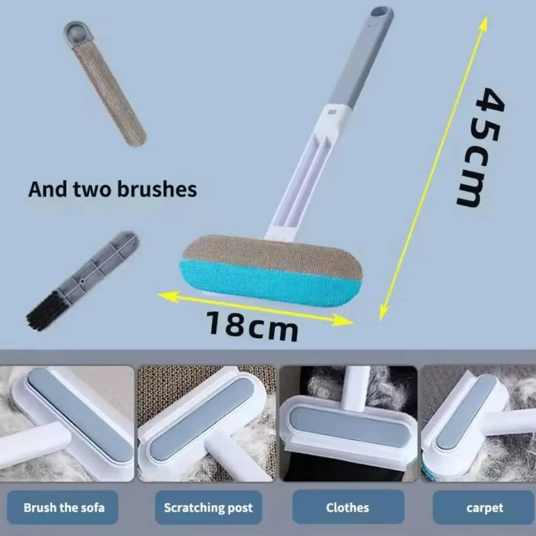 Multifunctional Pet Hair Remover Tool 4 in 1 Dog and Cat Fur Removal Brush Pet Hair Remover Adjustable Lint Brush Handle Fur Remover Water Scraper for Window Furniture Carpets Sofa Car Clothes