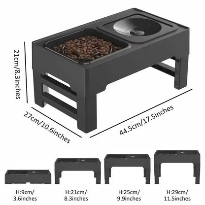 GOYJOY Adjustable Elevated Dog Bowls with Slow Feeders - Ergonomic Raised Stand for Dogs and Cats, Anti-Slip, No Spill Design for Optimal Pet Health, Suitable for Small to Large Pets