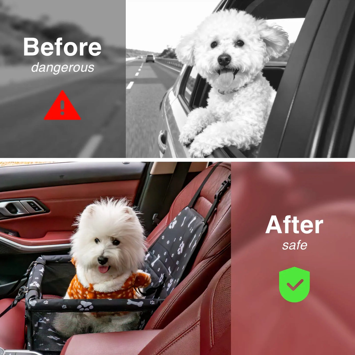 Pet Car Seat - Foldable Travel Safety Booster for Cats and Dogs | Breathable, Easy-to-Clean Design with Spacious Interior | Compatible with Front and Back Seats, Effortless Assembly