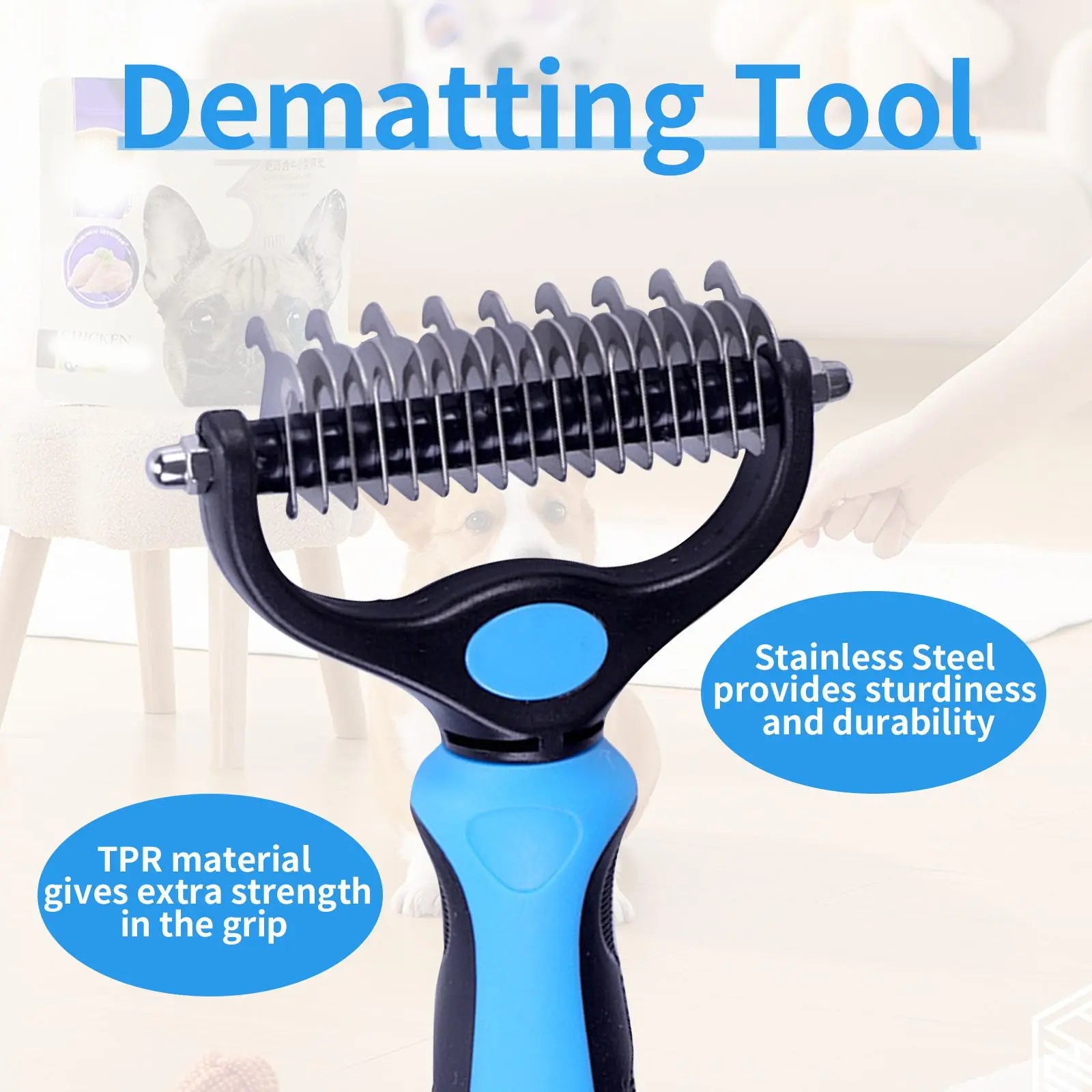 【Summervibes】Pet Grooming Brush-Double Sided Hurtless Shedding and Dematting Undercoat Rake Comb for Dogs and Cats, No More Nasty Shedding or Flying Hair