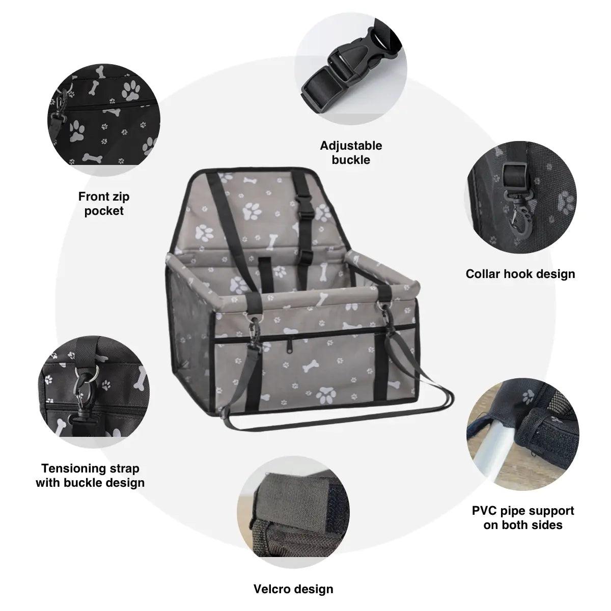 Pet Car Seat - Foldable Travel Safety Booster for Cats and Dogs | Breathable, Easy-to-Clean Design with Spacious Interior | Compatible with Front and Back Seats, Effortless Assembly