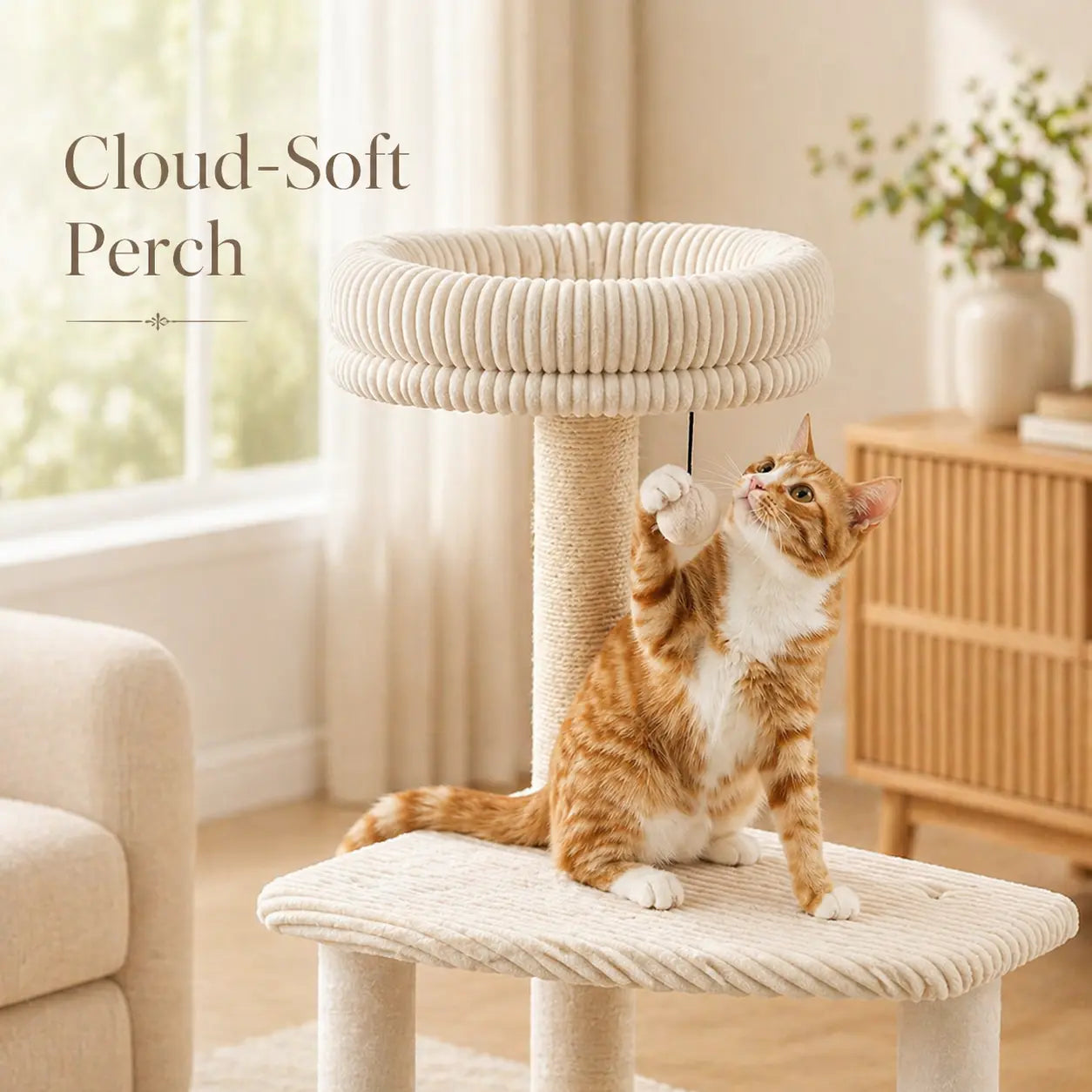 Purrlato 61-Inch Solid Wood Cat Tree - Heavy-Duty Modern Cat Tower with Extra Large Top Perch, Sturdy Scratching Posts, and Spacious Condo