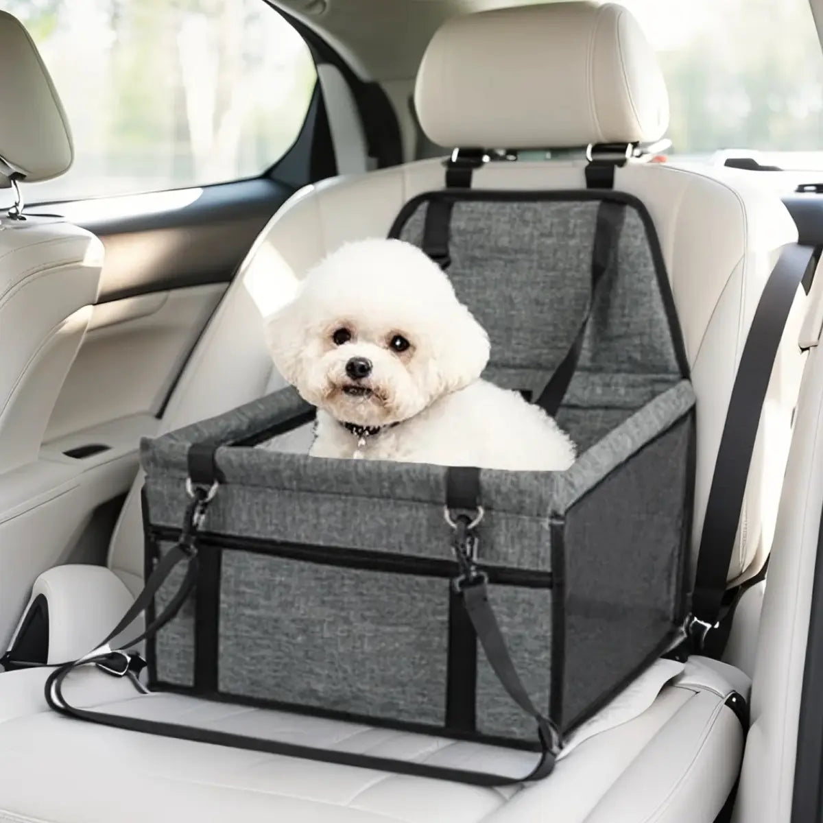 Pet Car Seat - Foldable Travel Safety Booster for Cats and Dogs | Breathable, Easy-to-Clean Design with Spacious Interior | Compatible with Front and Back Seats, Effortless Assembly