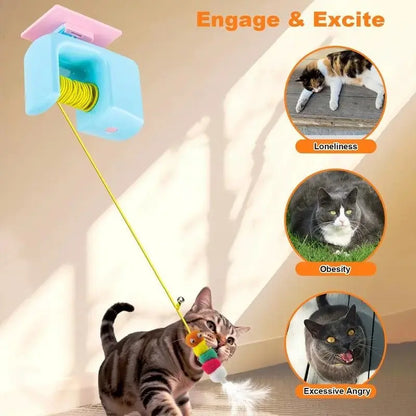 Interactive Automatic Electric Cat Toy with Rechargeable Bungee Rope and Slushy Ball for Indoor Use - Alleviates Loneliness