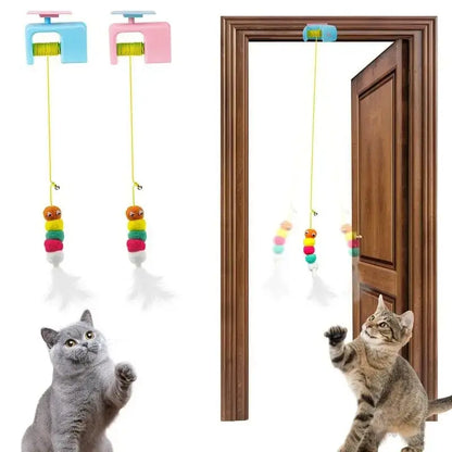 Interactive Automatic Electric Cat Toy with Rechargeable Bungee Rope and Slushy Ball for Indoor Use - Alleviates Loneliness