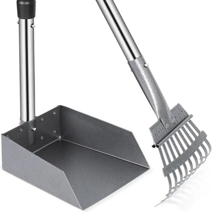 Professional Dog Waste Removal Set with Extra Large 9" x 9.5" Tray and Adjustable 38" Handle, Rust-Proof Metal and Aluminum Construction for Large Dogs