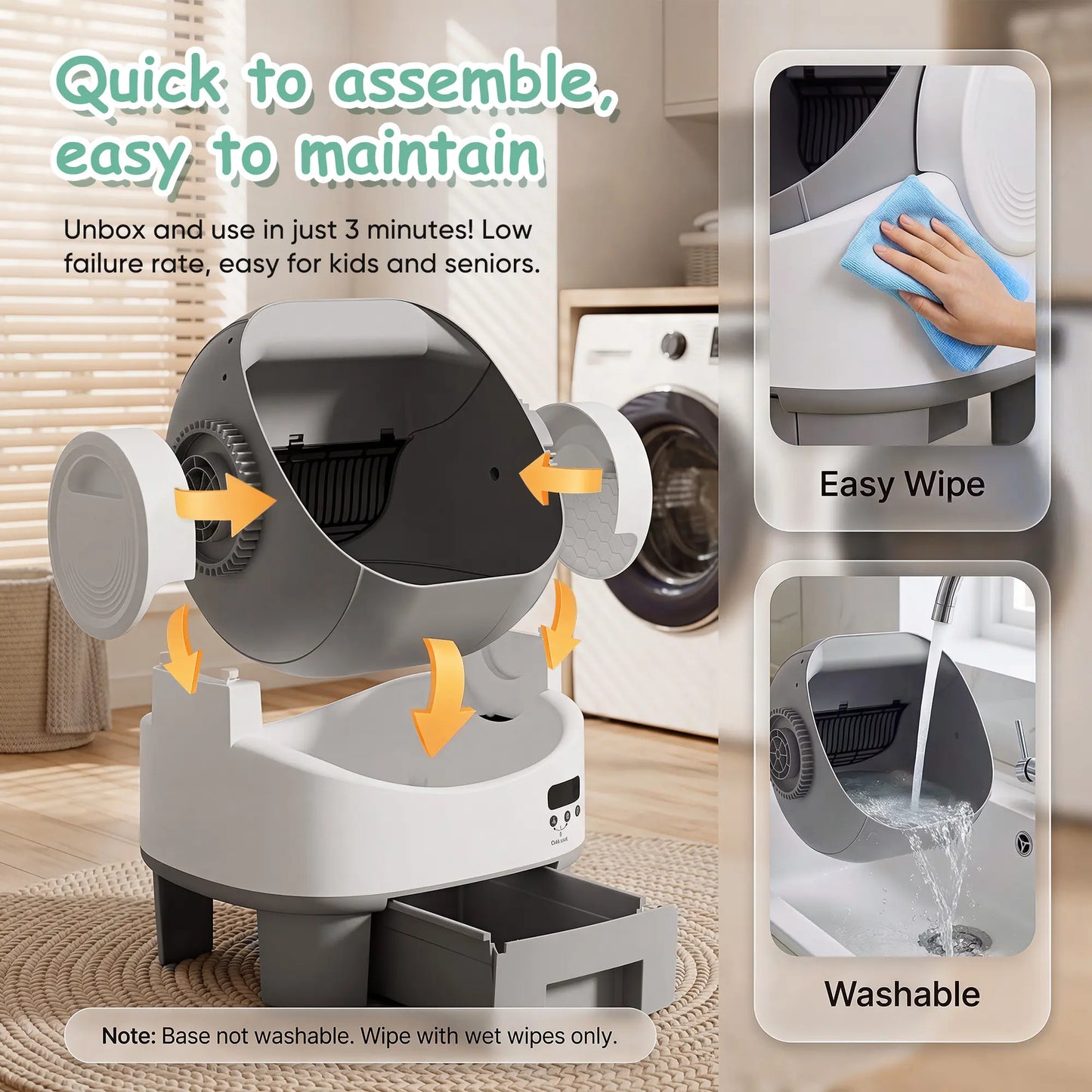 Warcat Next-Generation Automatic Open-Top Cat Litter Box with Self-Cleaning Functionality and Enhanced Safety Sensors - User-Friendly App-Free Design