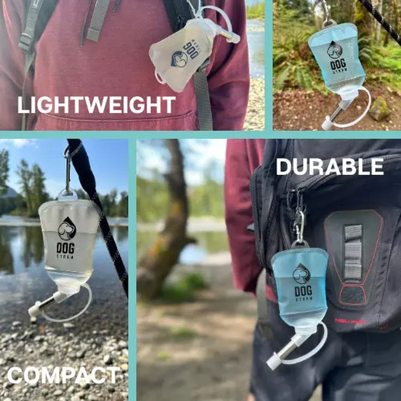 Dog Straw – Portable Dog Water Pouch with Stainless Steel Sipper - Lightweight, Lick-To-Sip, Perfect for Walks, Hikes & Travel. Adventure-Ready Hydration for Dogs on the Go.