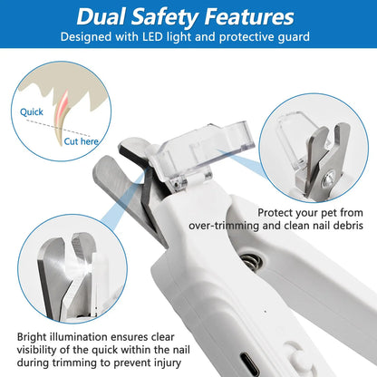 PetPulse Dual-Function LED Nail Grinder for Dogs and Cats – Precision Nail Trimming Tool with Ergonomic Non-Slip Handle for Safe Home Grooming