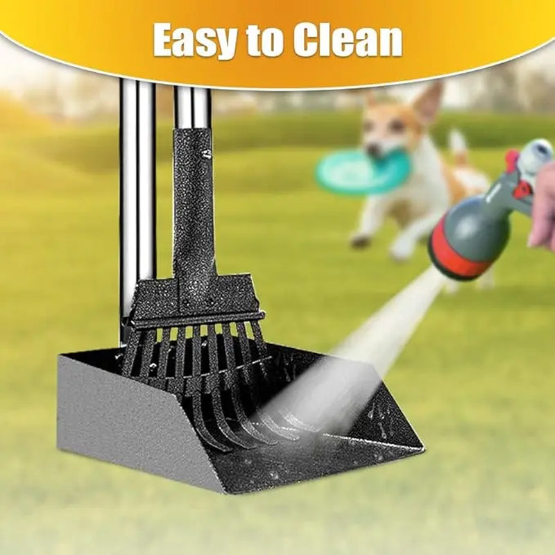 Professional Dog Waste Removal Set with Extra Large 9" x 9.5" Tray and Adjustable 38" Handle, Rust-Proof Metal and Aluminum Construction for Large Dogs